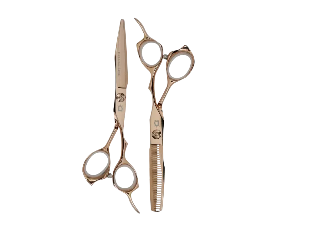 DELUXE LINE COMBO TIJERAS ORO ROSA 6" EZ-EM