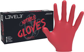 LEVEL3 GUANTES NITRILO ROJO M 100CT