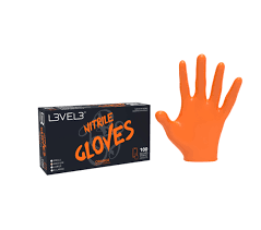 LEVEL3 GUANTES NITRILO NARANJA M 100CT