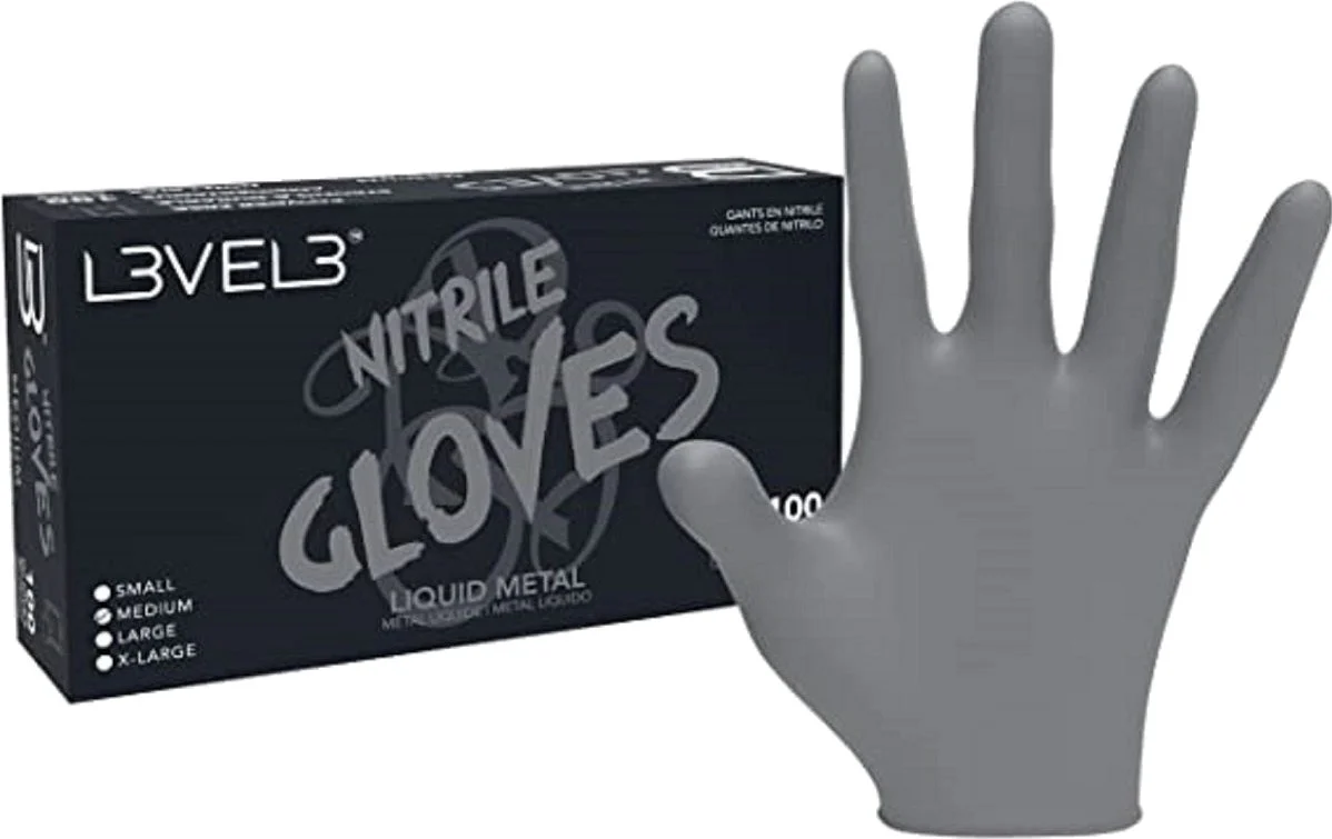 LEVEL3 CAJA GUANTES NITRILO METAL M X 100 