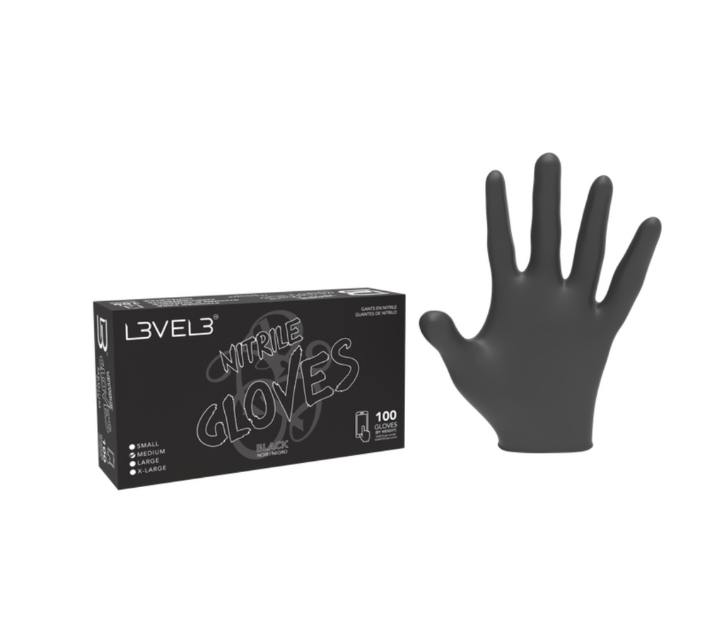 LEVEL3 CAJA GUANTES NITRILO NEGRO L X 100 