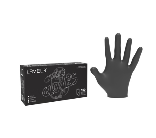 [11102] LEVEL3 CAJA GUANTES NITRILO NEGRO L X 100 